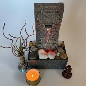 Color changing LED rock wall water fountain